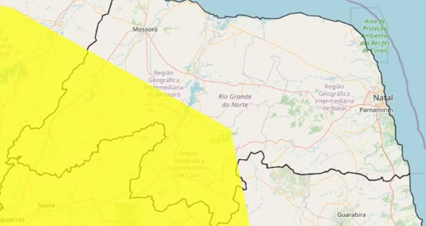 Inmet emite alerta de baixa umidade para 72 municípios do RN