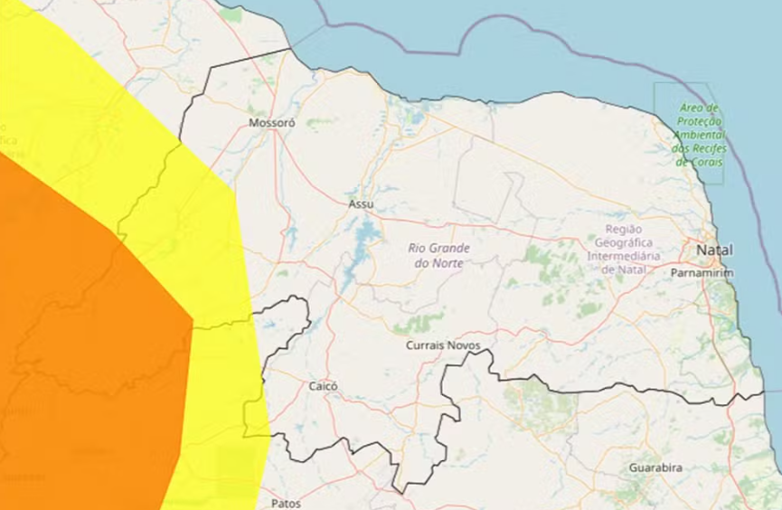 Inmet faz alerta de chuvas intensas para cidades da região Oeste do RN