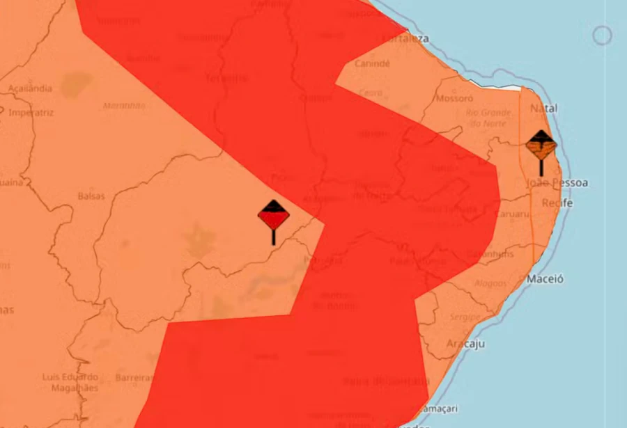Inmet emite alerta vermelho para 36 cidades do RN por acumulado de chuvas