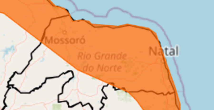 Inmet emite alerta laranja de chuvas intensas para mais de 100 cidades do RN