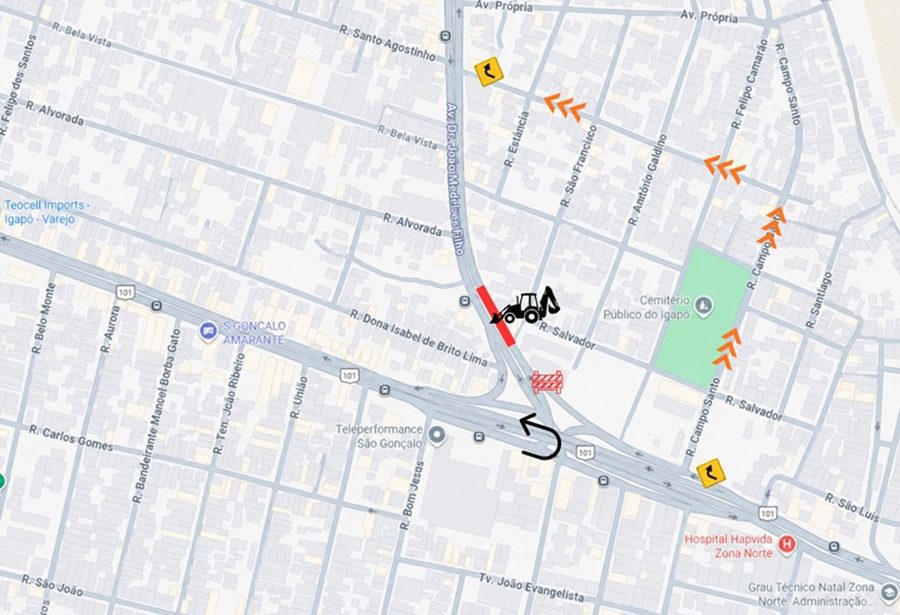 Avenida João Medeiros Filho será interditada a partir de segunda-feira (11) para obras de esgotamento