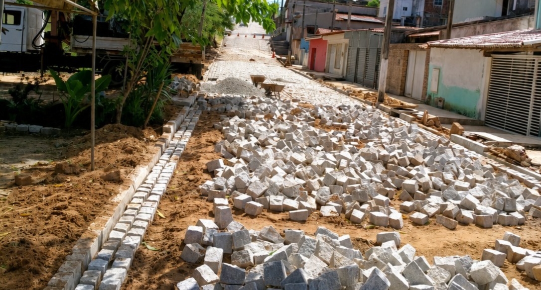 Prefeitura executa obras de pavimentação e drenagem na Rua Pantanal, em Neópolis