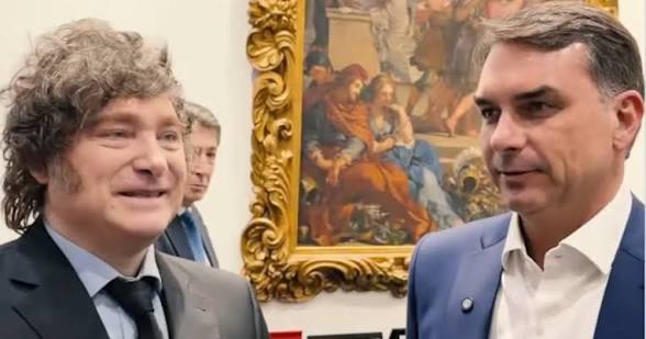 VÍDEO: Flávio Bolsonaro posta encontro com Javier Milei, fala em combater o terrorismo e diz que ‘Onda Azul’ chegará ao Brasil