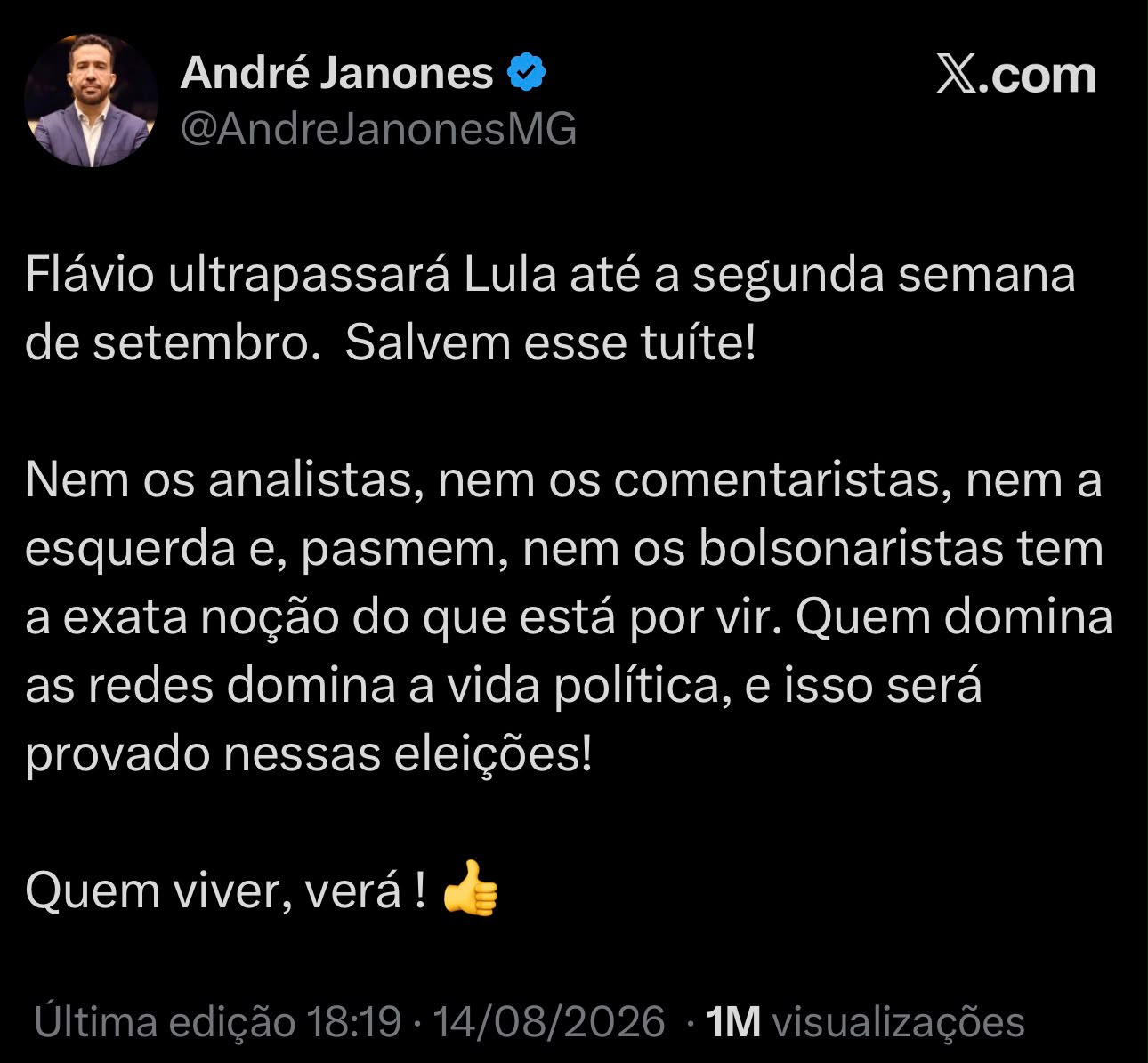ACENDEU O SINAL AMARELO: Janones admite força de Flávio nas redes e prevê virada contra Lula já em setembro