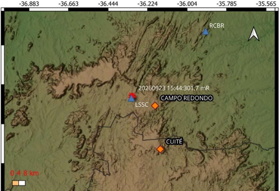 Tremor de magnitude 1,7 é registrado em Currais Novos nesta quarta (23)