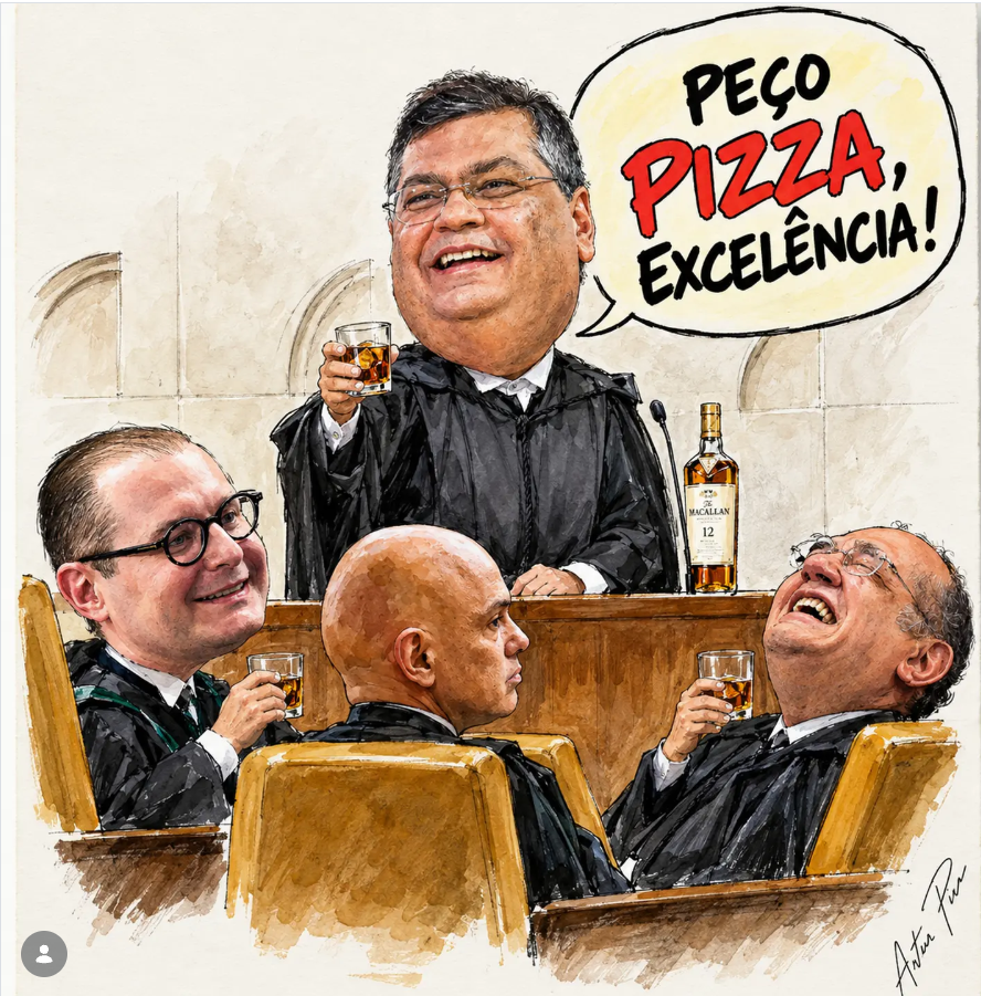 [CHARGE] ACABOU EM PIZZA? Desenho ironiza sessão sem desfecho no STF