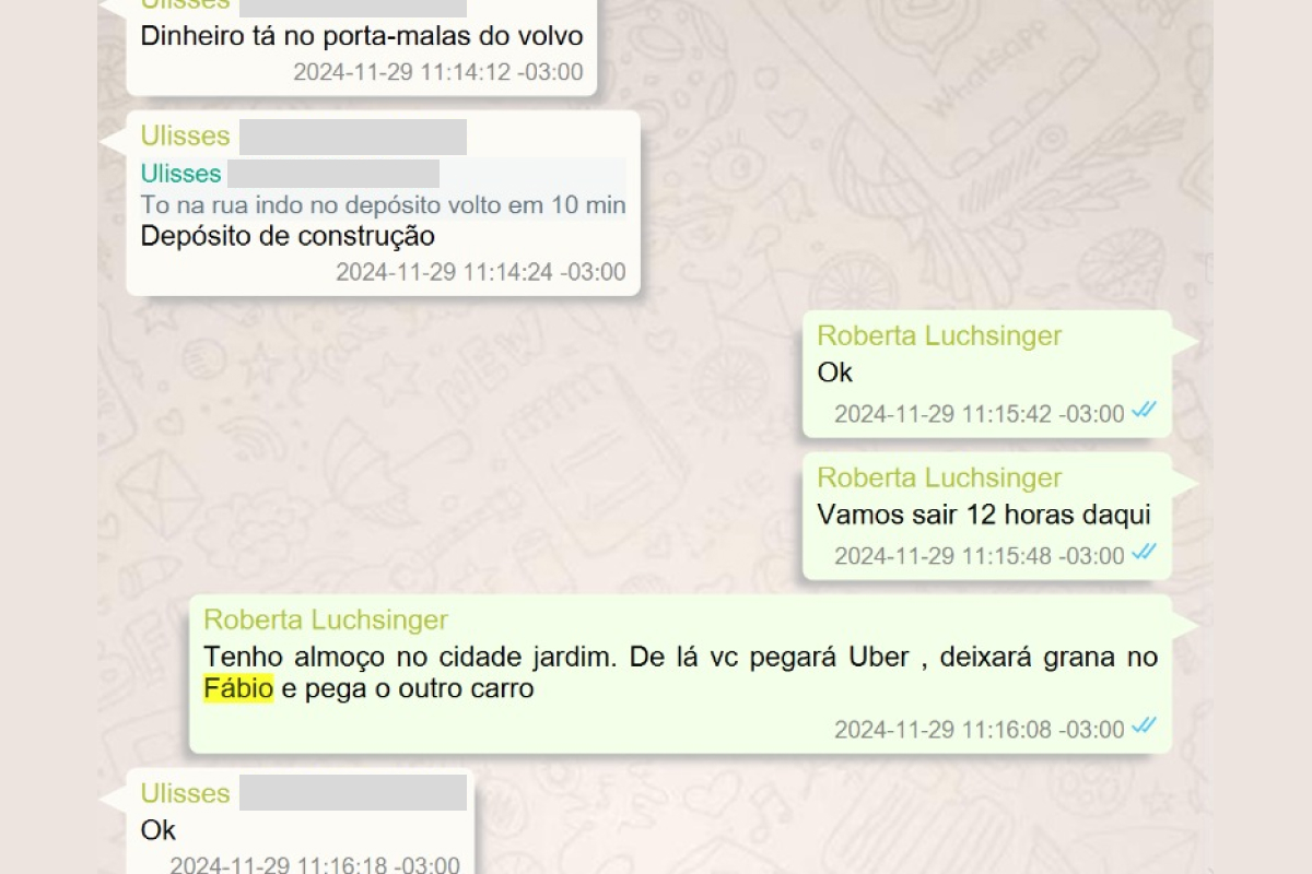 Mensagens recuperadas do celular da lobista Roberta Luchsinger apontam pagamentos dela para Lulinha: “Deixará grana no Fábio”, “tem que pagar mais isso pro Fábio”