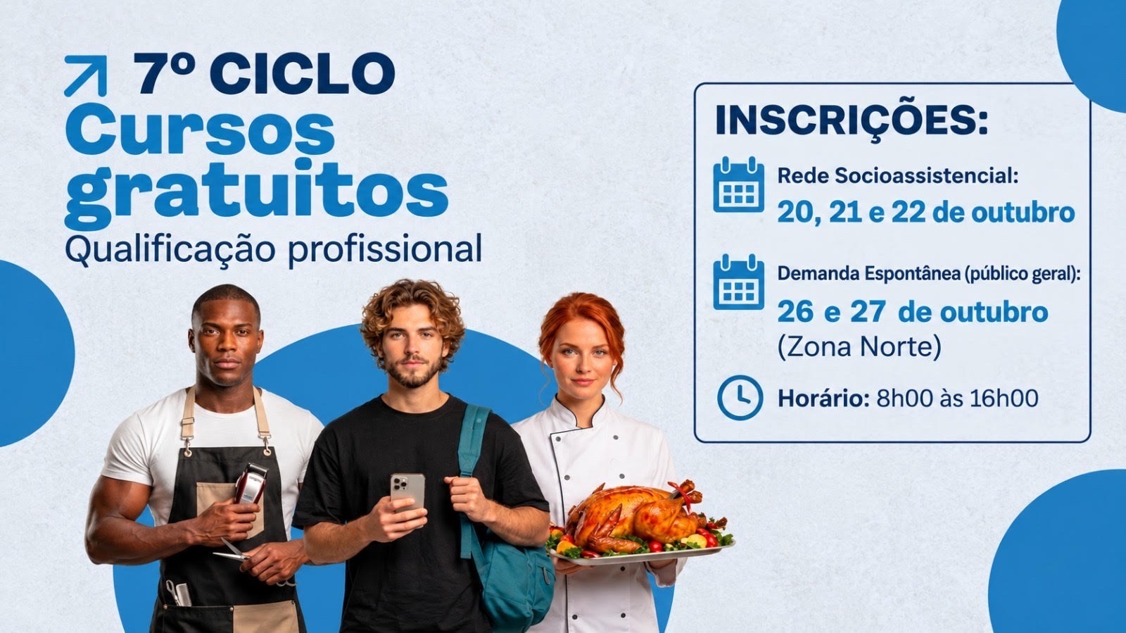 Oportunidade: Semtas abre 200 vagas em cursos gratuitos de qualificação profissional na Zona Norte