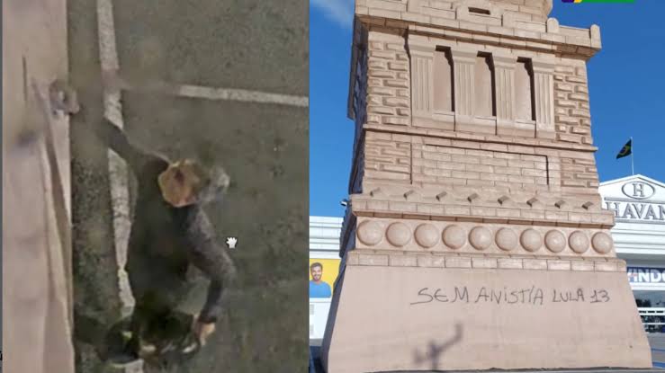 [VÍDEO] Estátua da Havan é pichada em Natal e Luciano Hang oferece R$ 10 mil para identificar autor